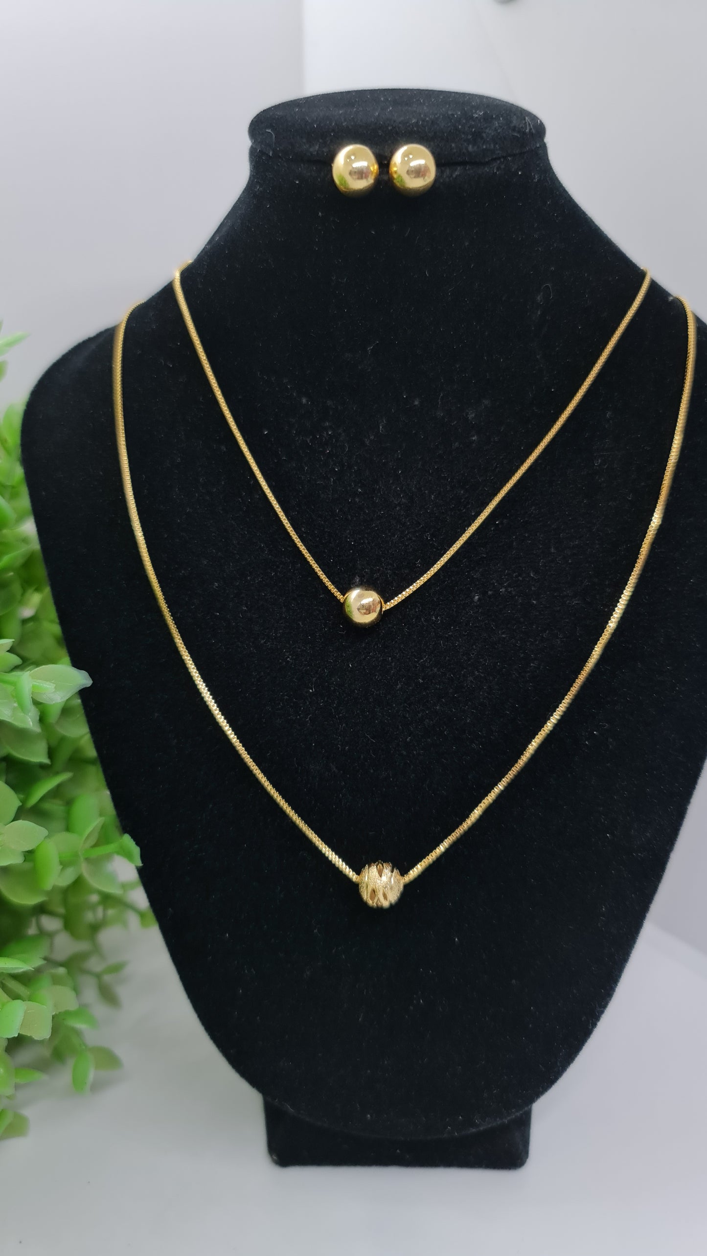 Set cadena doble esferas + aros