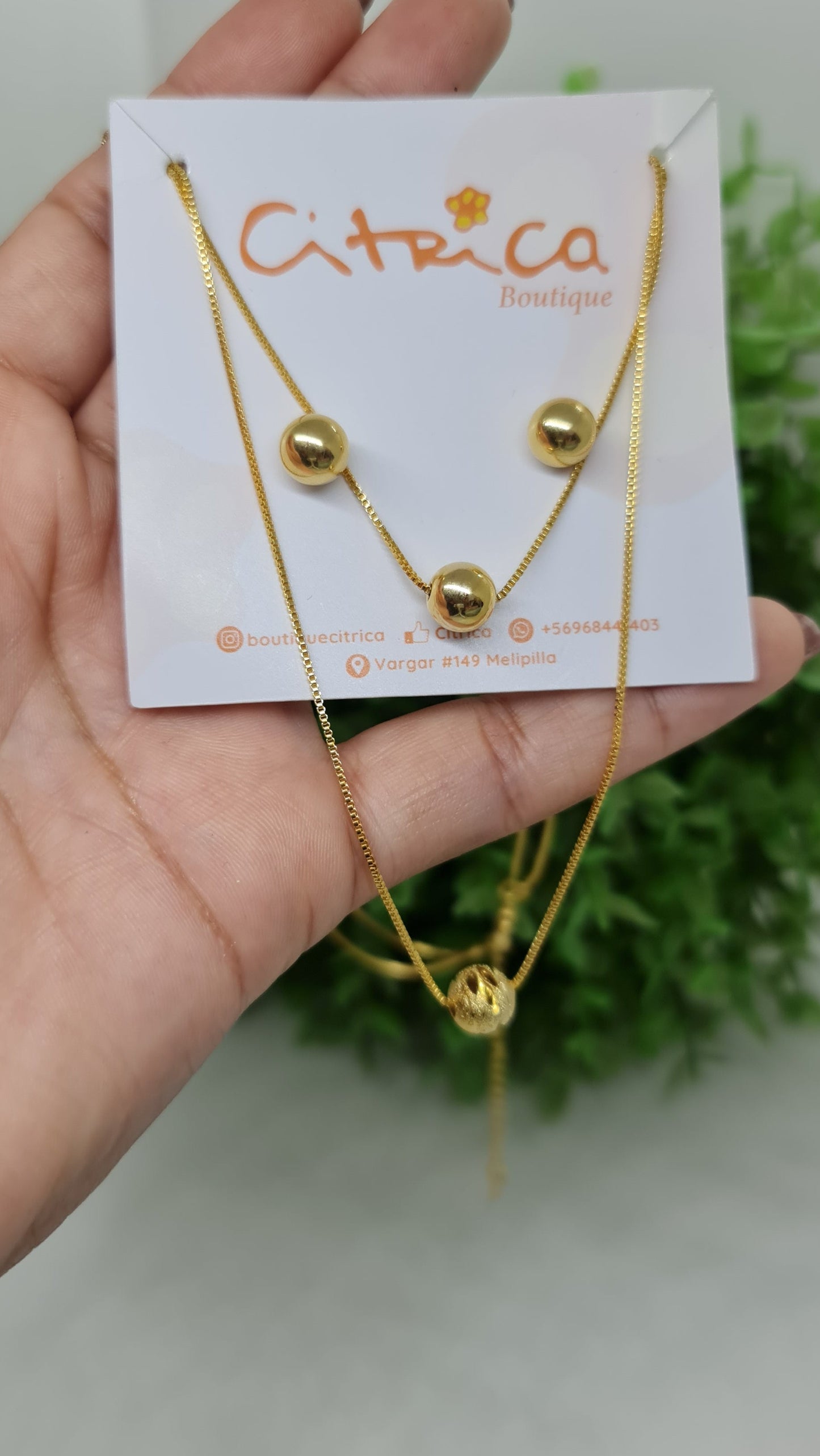 Set cadena doble esferas + aros