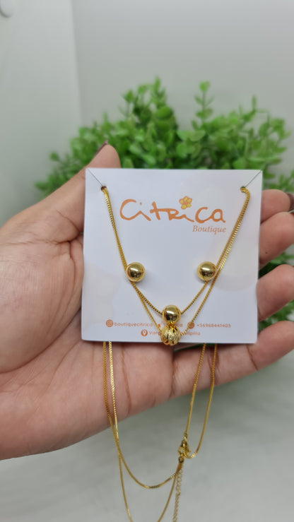 Set cadena doble esferas + aros