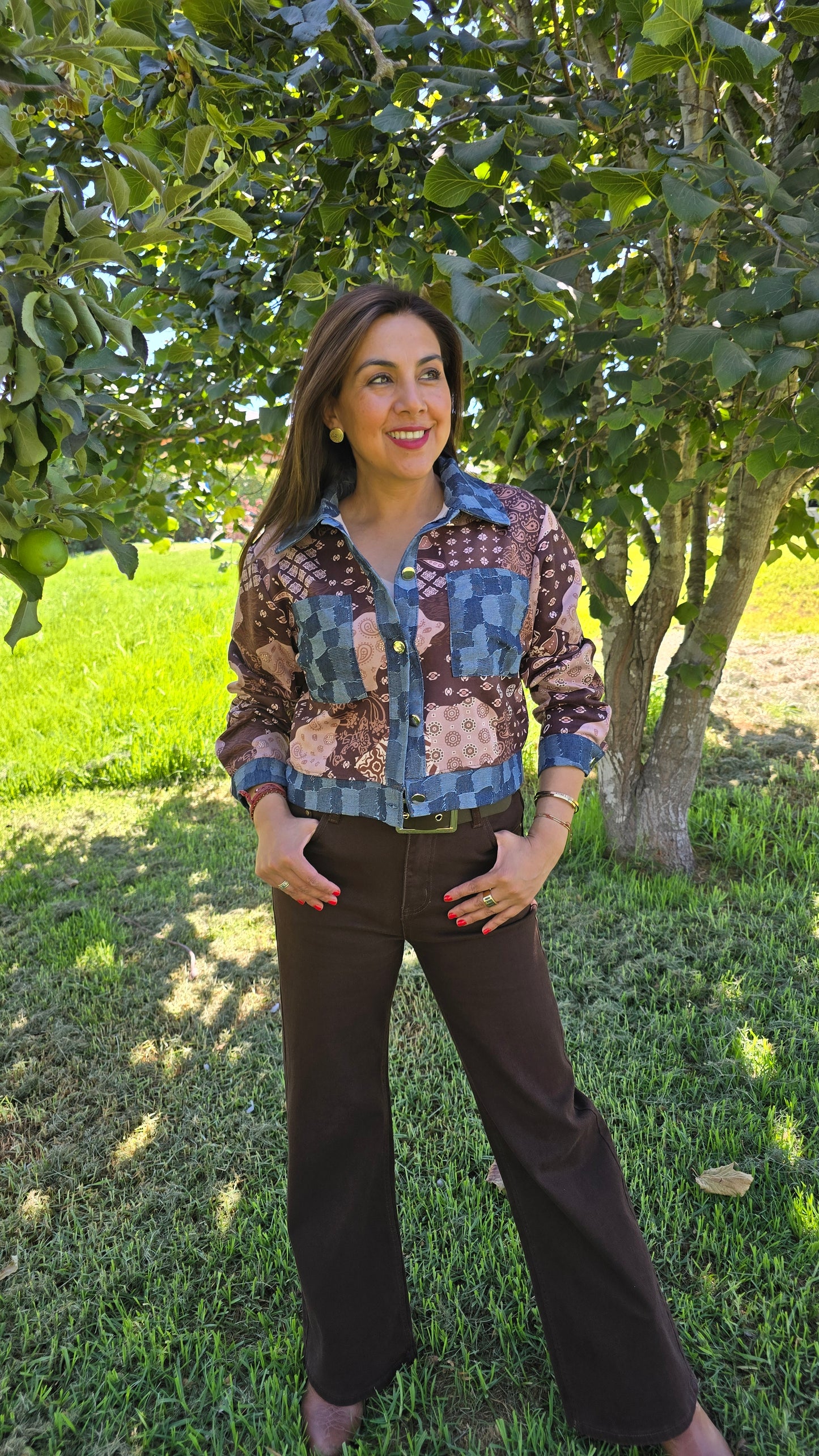 Chaqueta Chic tela y gamuza