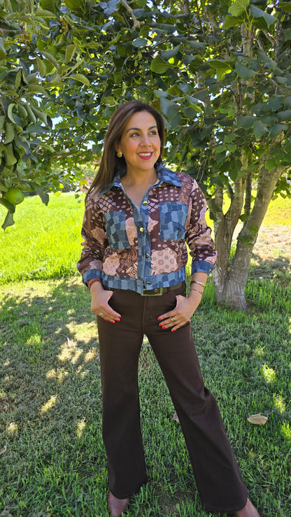 Chaqueta Chic tela y gamuza