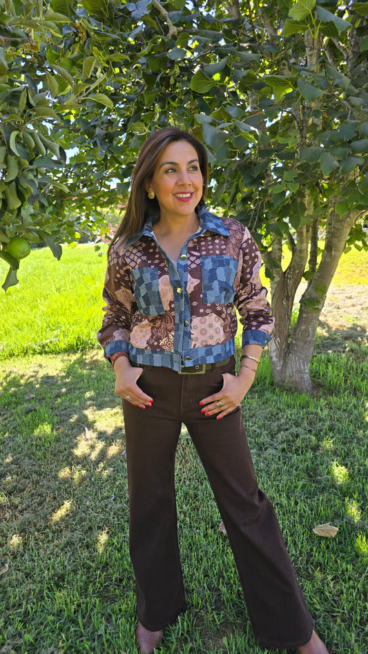 Chaqueta Chic tela y gamuza