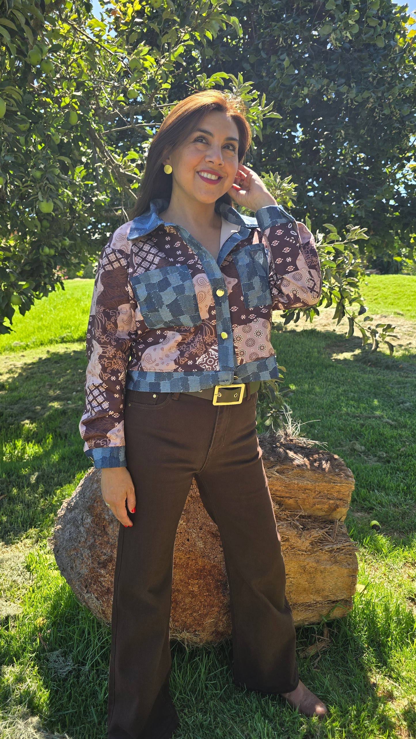 Chaqueta Chic tela y gamuza