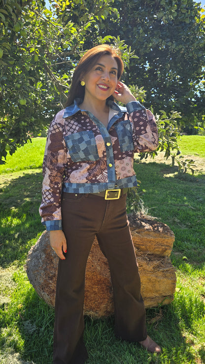 Chaqueta Chic tela y gamuza