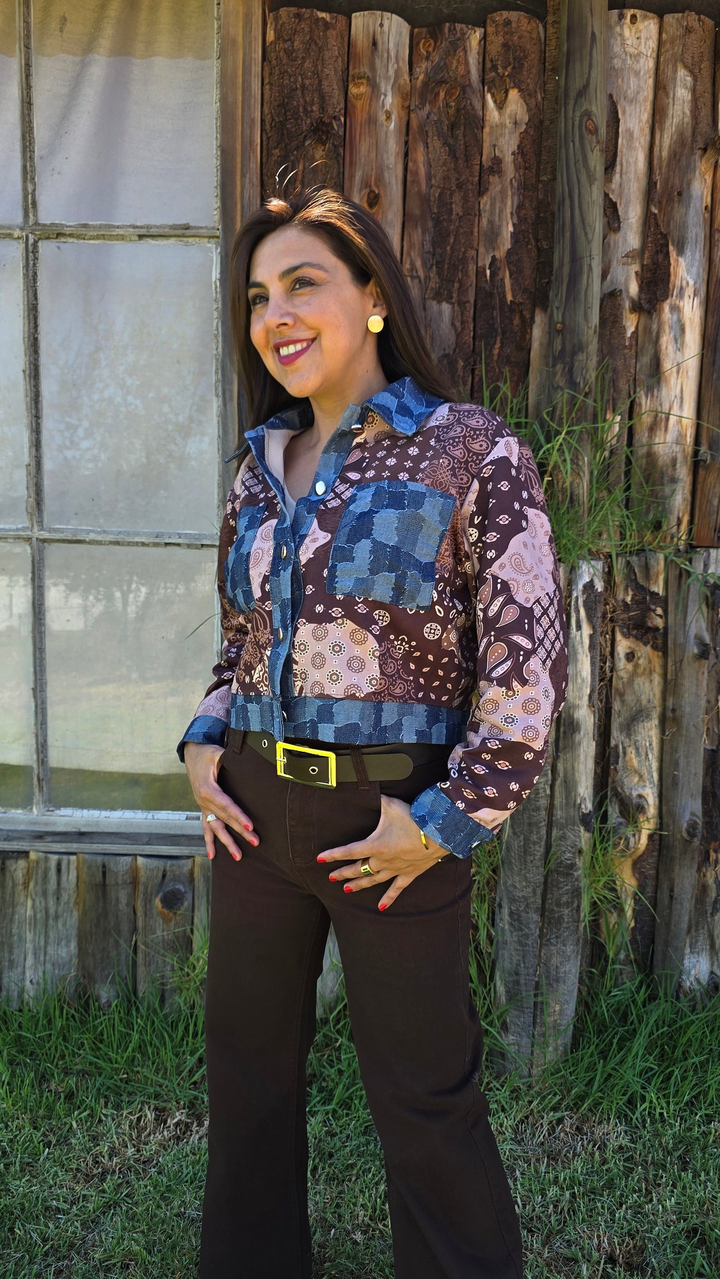 Chaqueta Chic tela y gamuza