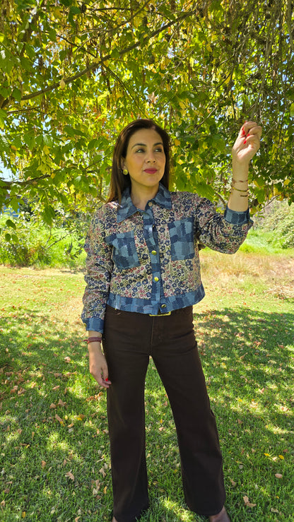 Chaqueta Chic tela y gamuza