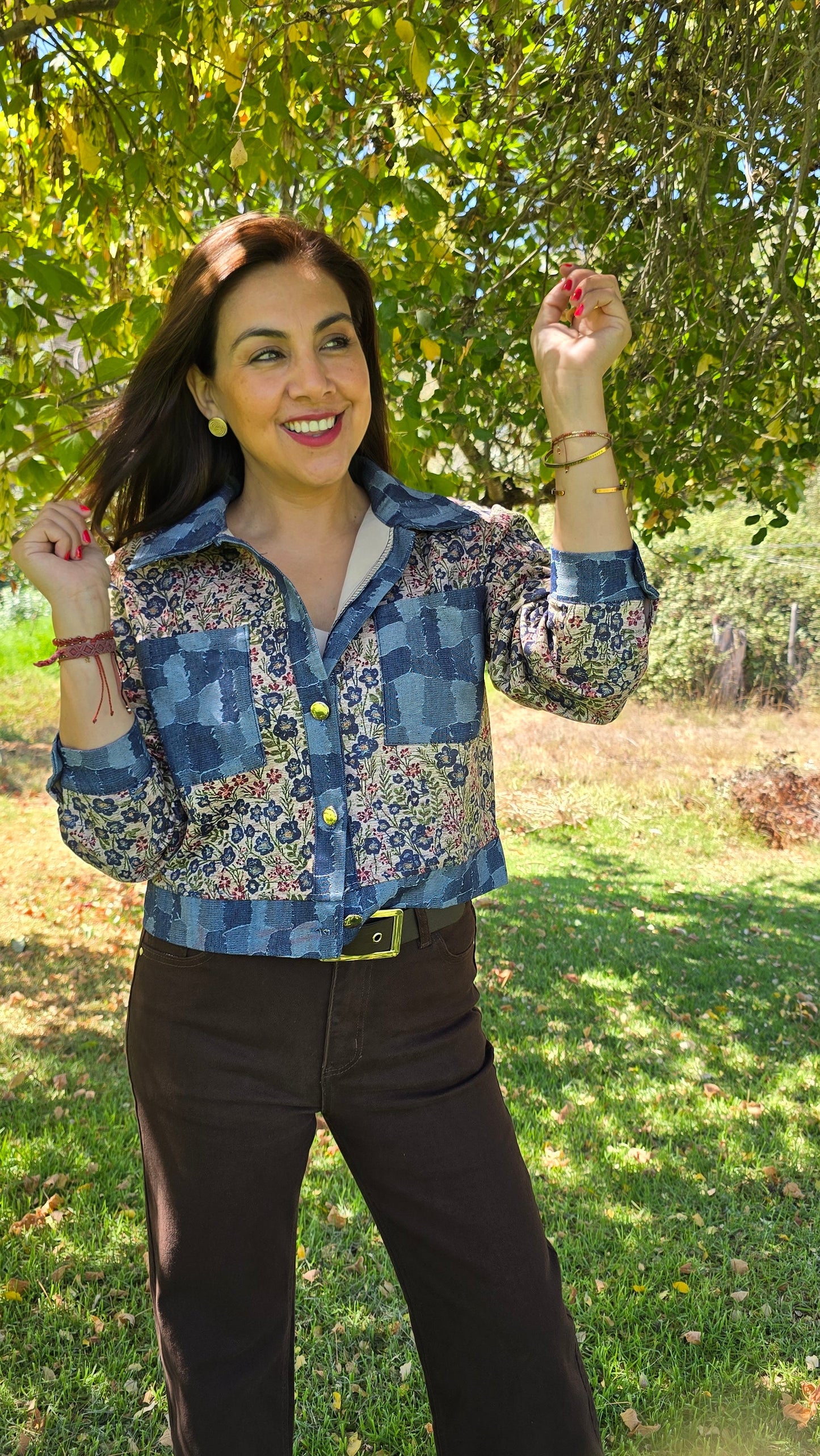 Chaqueta Chic tela y gamuza