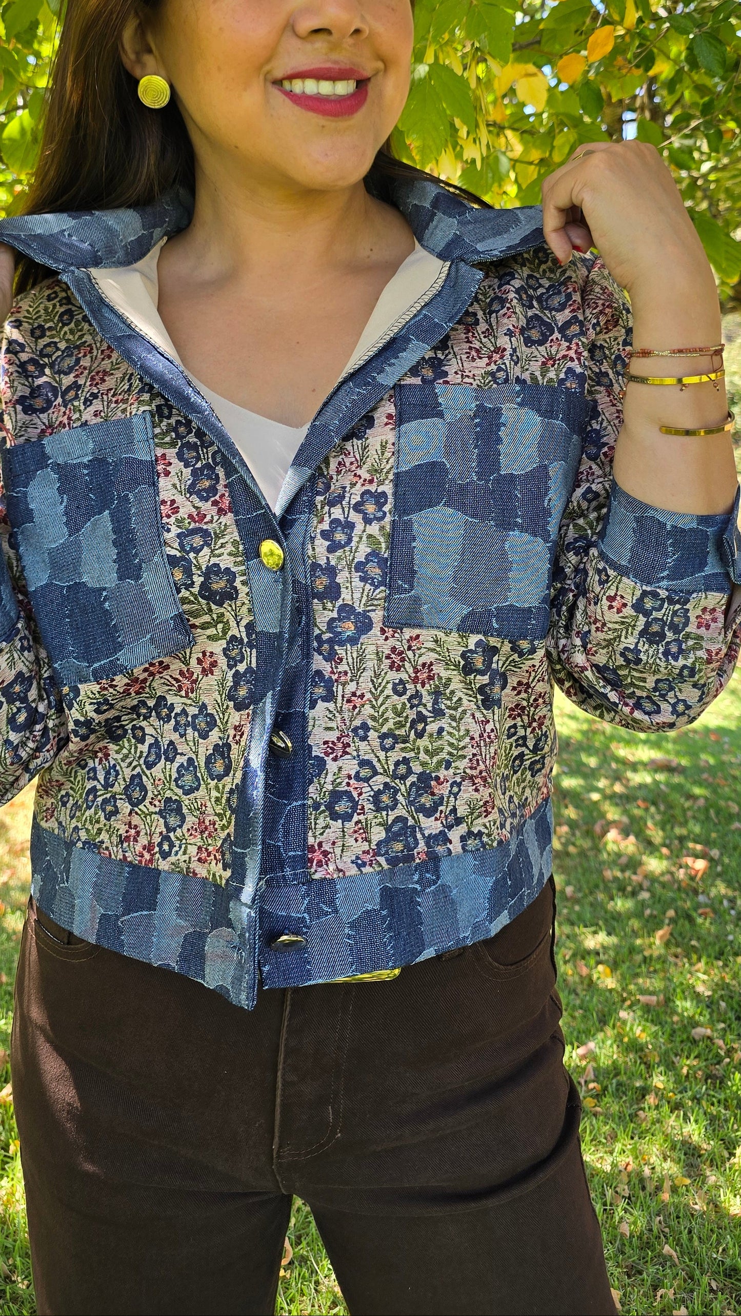 Chaqueta Chic tela y gamuza