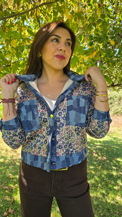 Chaqueta Chic tela y gamuza