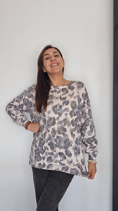 Sweater spandex animal print