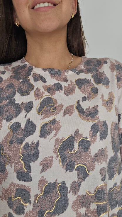 Sweater spandex animal print