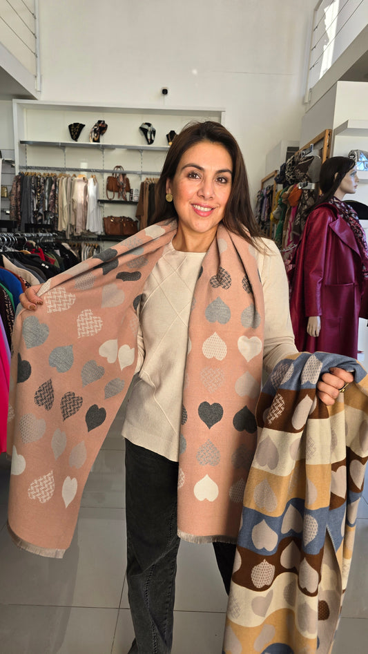 Pashimina reversible corazones