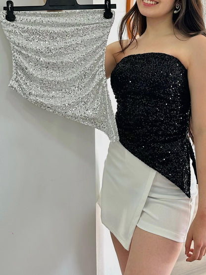 Top strapless corte en punta
