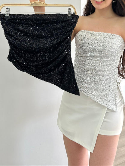 Top strapless corte en punta
