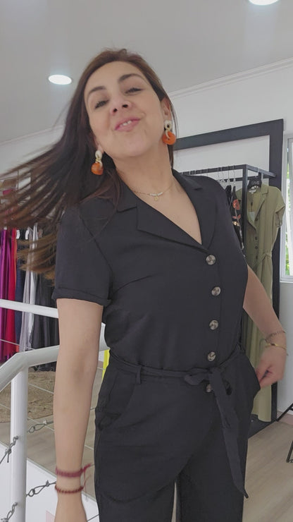 Enterito manga corta con cinturón