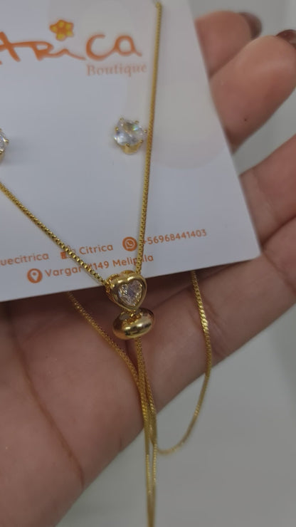 Set cadena ajustable + aros circón