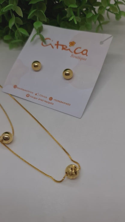 Set cadena doble esferas + aros
