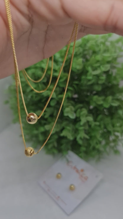 Set cadena doble esferas + aros