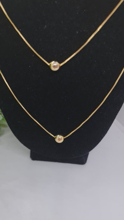 Set cadena doble con dije de esferas + aros
