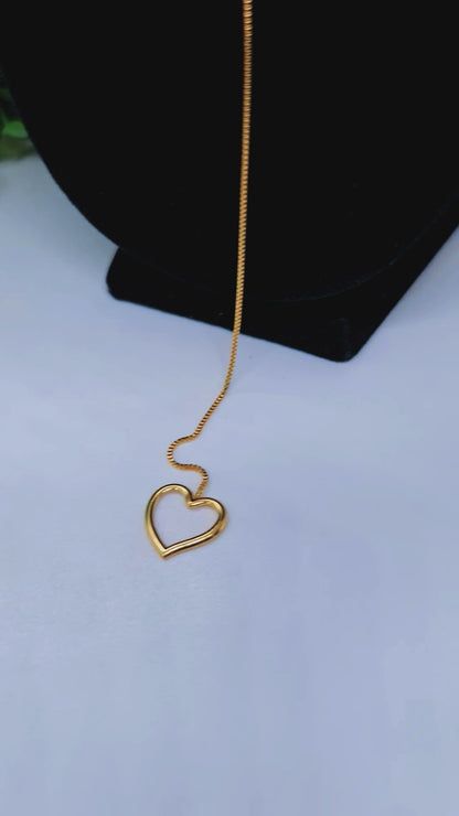 Set cadena largo ajustable corazon abierto + aros de corazon